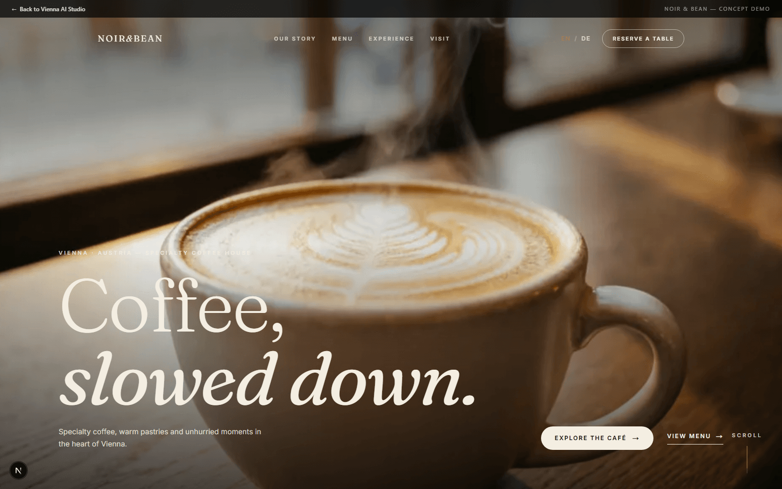 Food & Hospitality — homepage preview