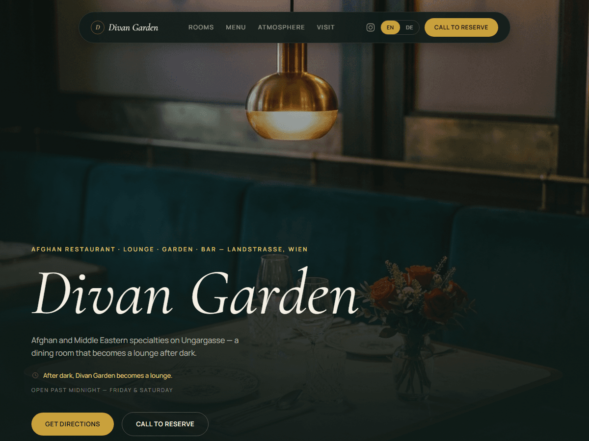 Divan Garden — homepage preview