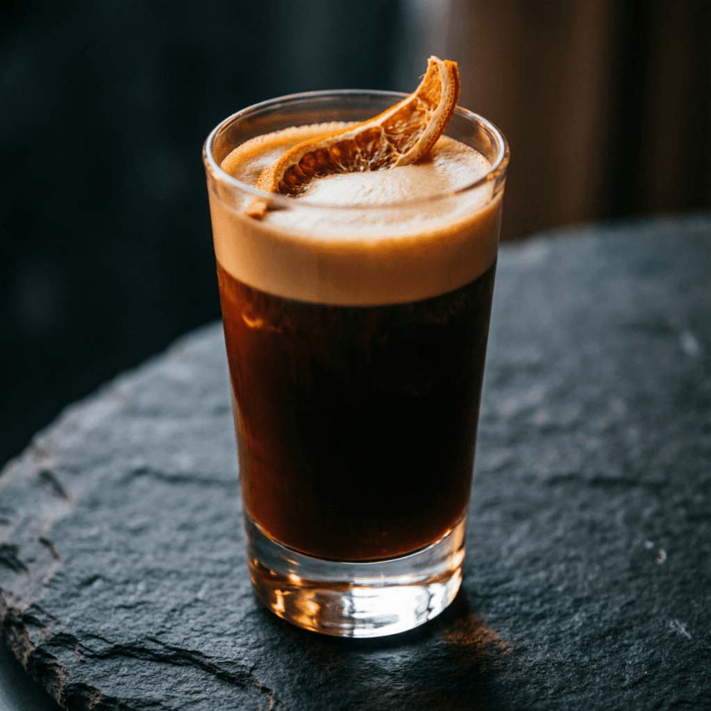 Seasonal signature espresso drink with dried orange