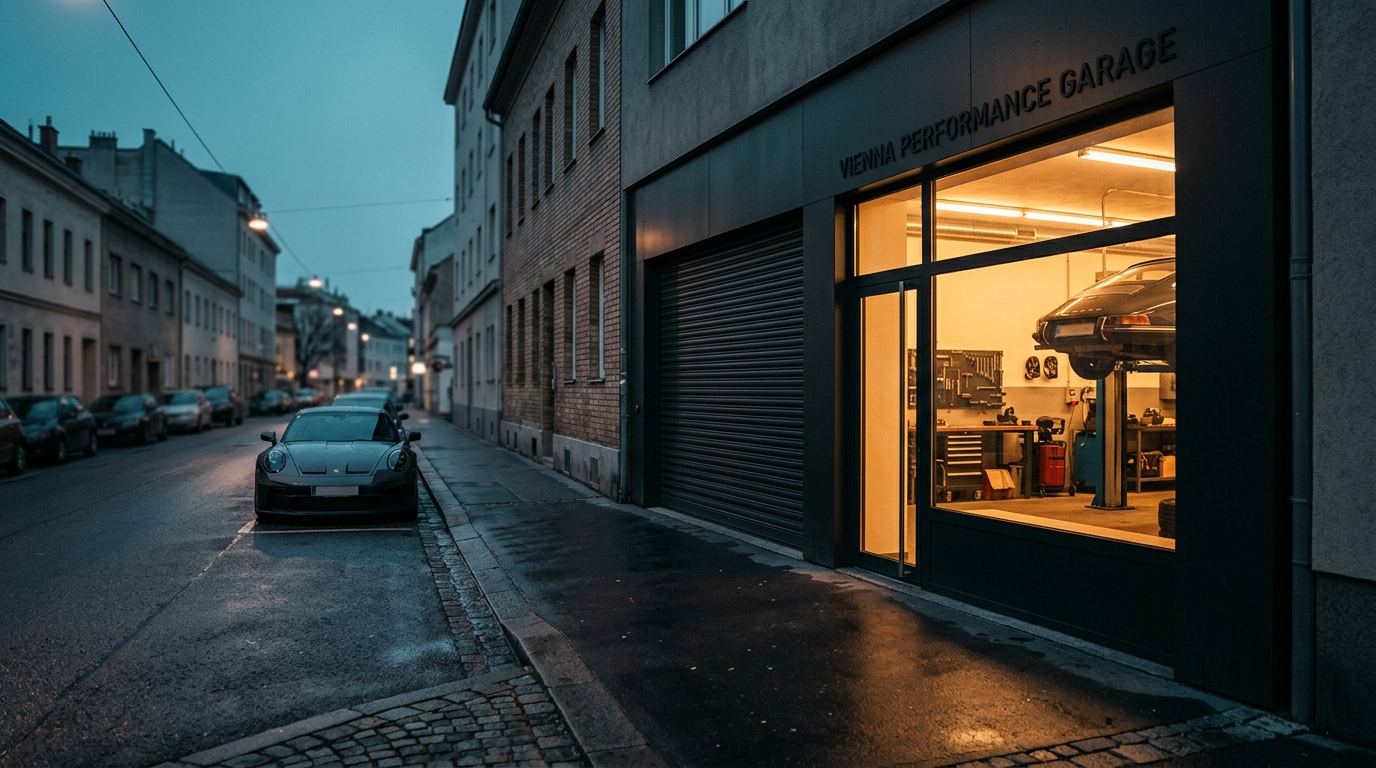 Obsidian Autowerk garage entrance on Breitenfurter Straße